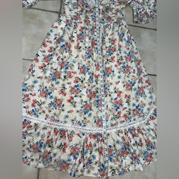 Just Me Floral prairie boho peasant cottagecore Hana Tier Dress small - Picture 11 of 14